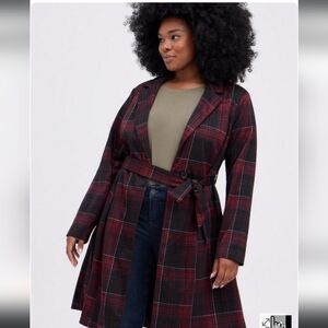 Torrid size 5 black and red belted winter coat
